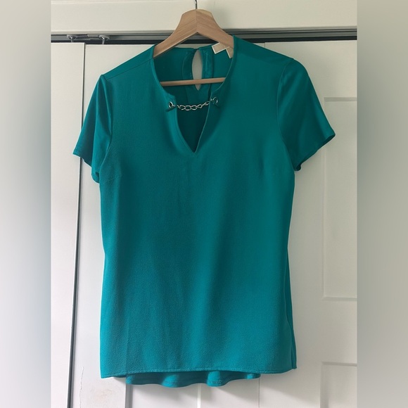 Michael Kors teal short sleeve top size Small petite - Picture 3 of 6